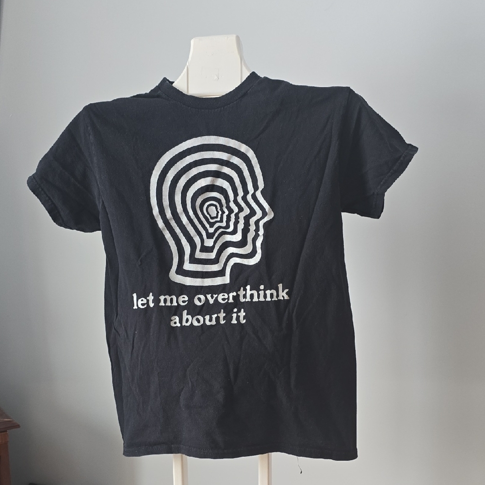Black Graphic T-Shirt with White Print